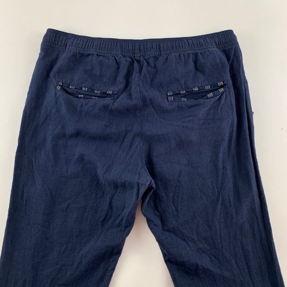 Roxy Navy Linen Blend Roll Cuff Lounge Pant M - Picture 5 of 7